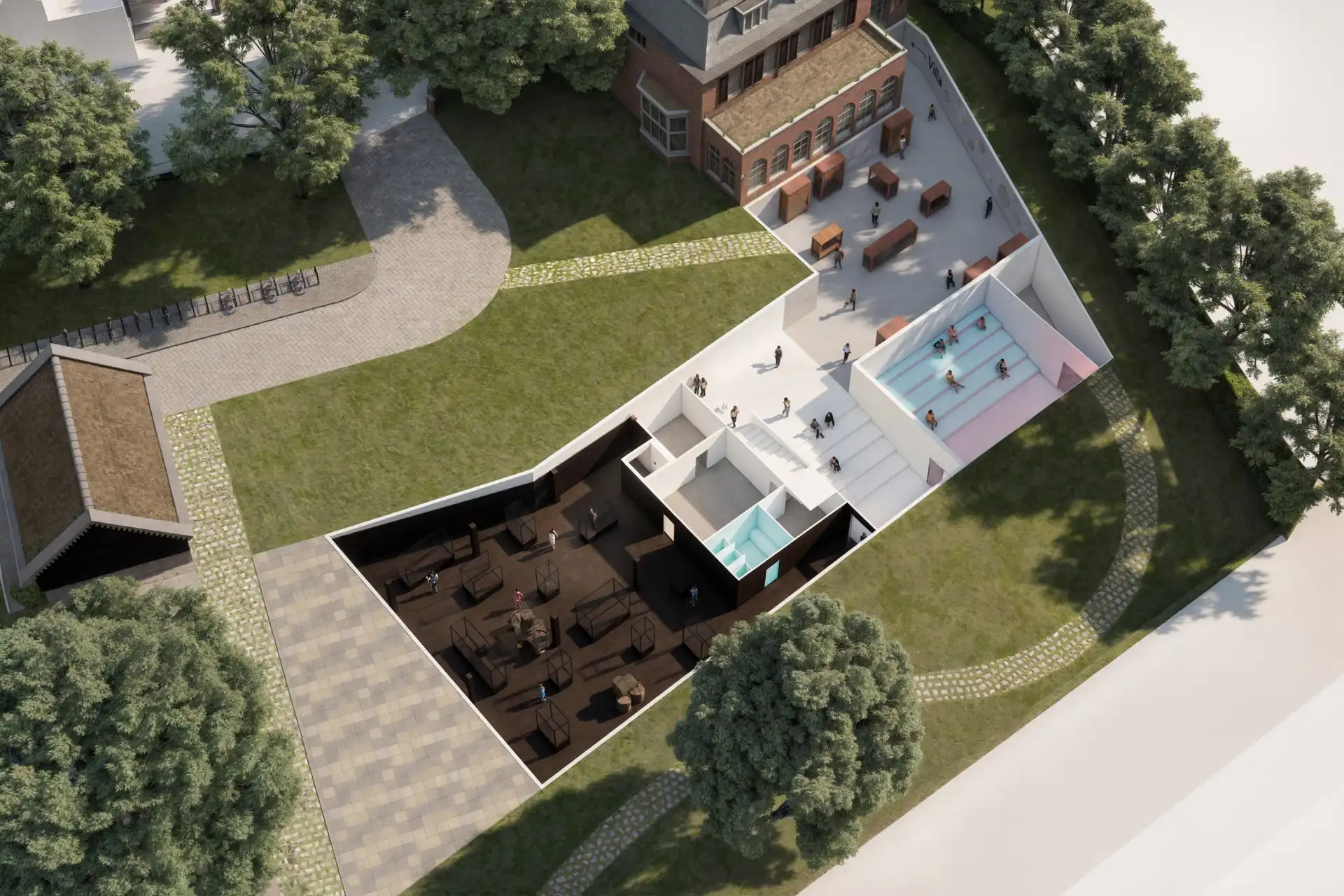 Undulating ground level and split level 