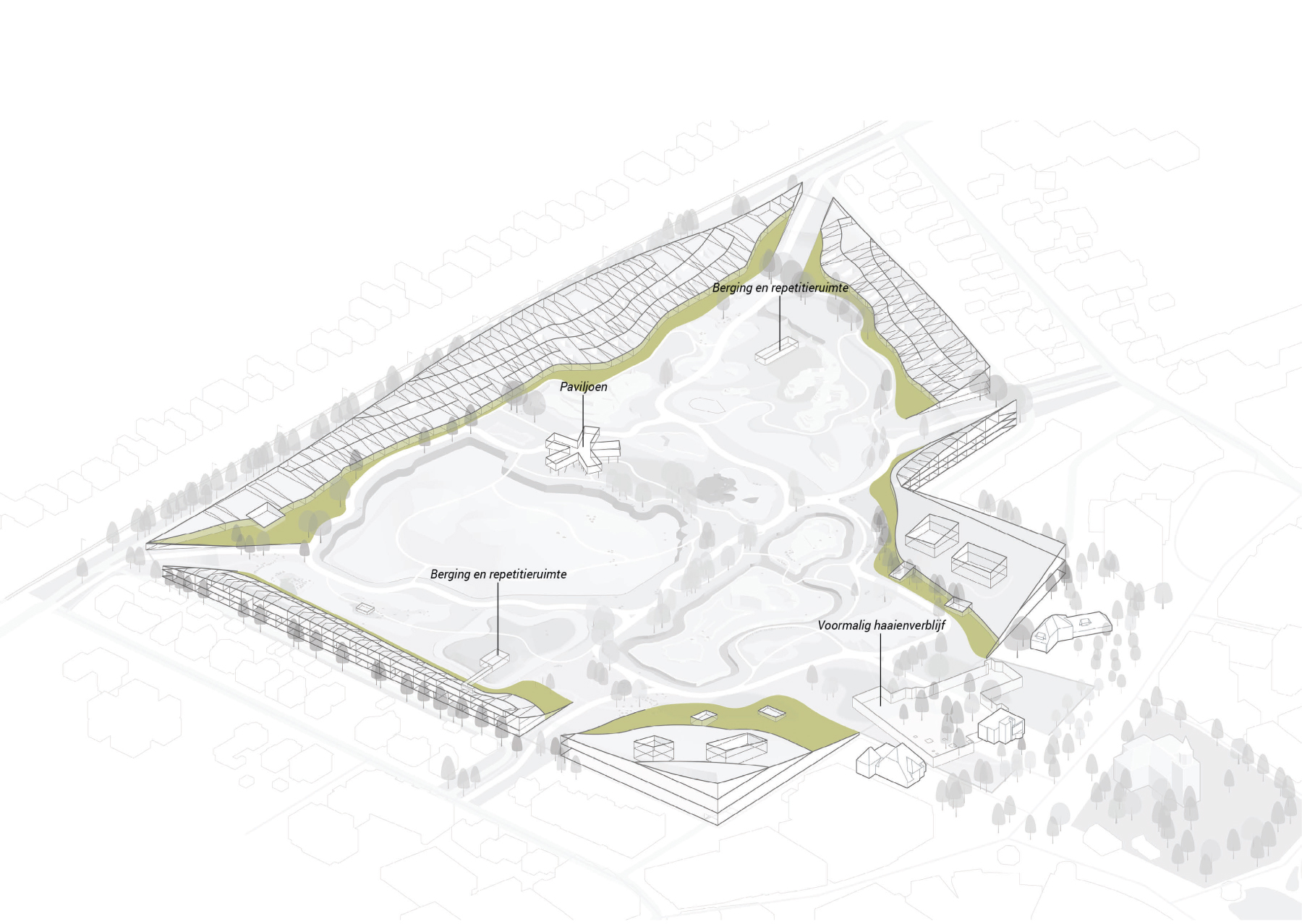 De bebouwing van Park Emmen: Het toevoegen van landschapsbebouwing en het vergroten van het park