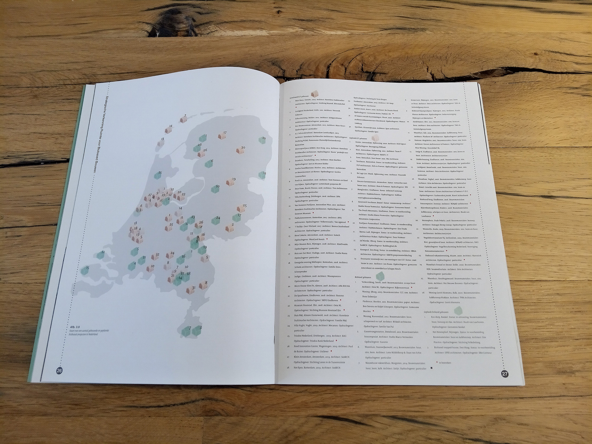 Kaart met een rijkdom aan biobased gebouwen in Nederland